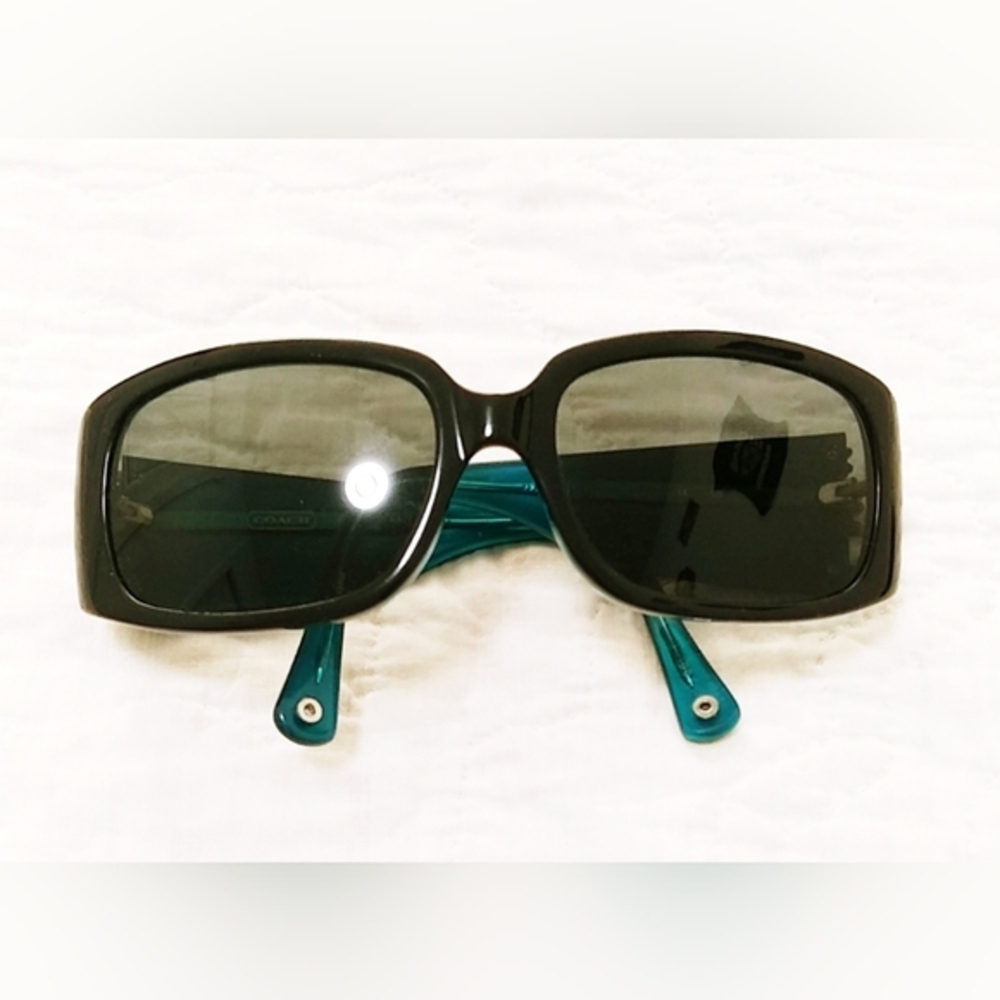 Coach Teal & Navy-blue Oversized Sunglasses with Hard-Shell Case & Dust …
